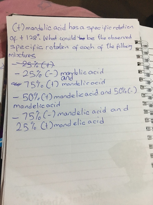 Solved Ct) mandelic acid has a specific rotation op +128. | Chegg.com