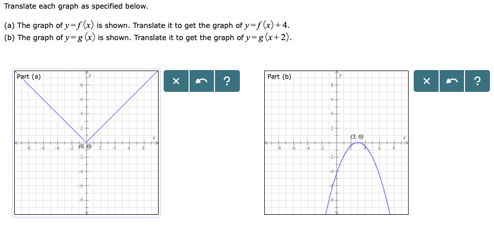 Solved Translate each graph as specified below. (a) The | Chegg.com