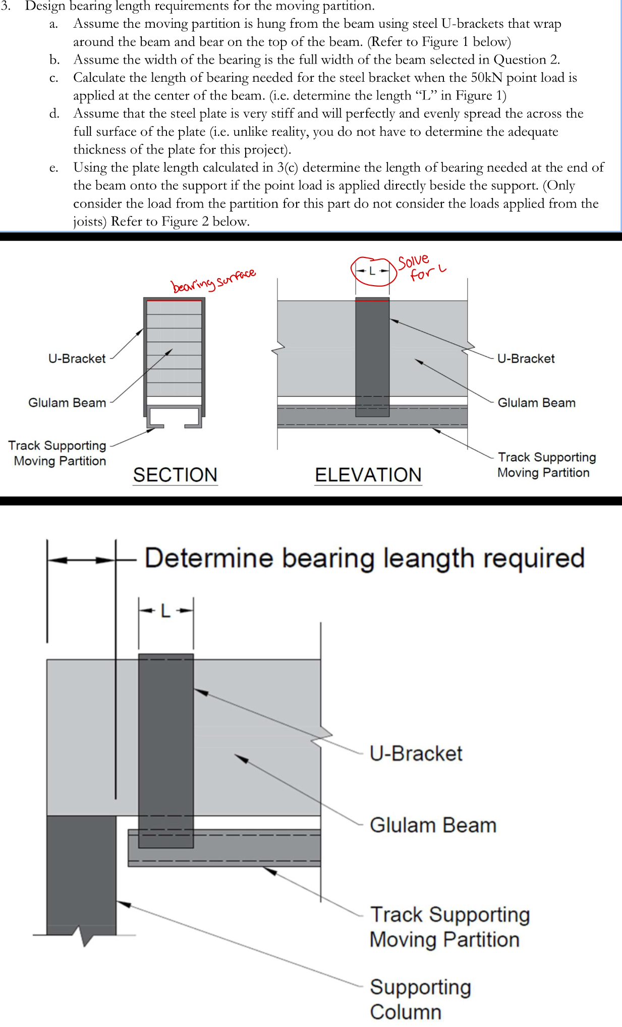 Design bearing length requirements for the moving | Chegg.com