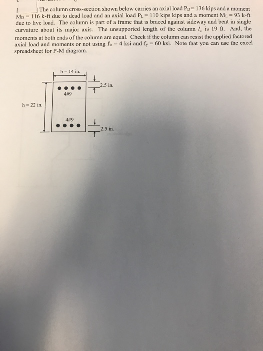 Solved The column cross-section shown below carries an axial | Chegg.com