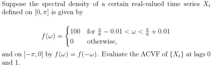 Solved Suppose the spectral density of a certain real-valued | Chegg.com