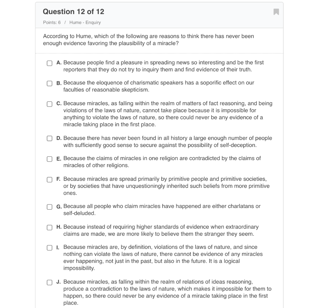 according to hume which of the following are reasons