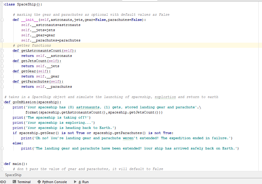 Python Write Program Uses Class Represents Spaceship Spaceship Amount ...