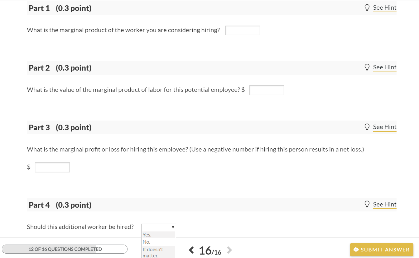 Solved 16 Question (1 point) Suppose you work as a manager | Chegg.com