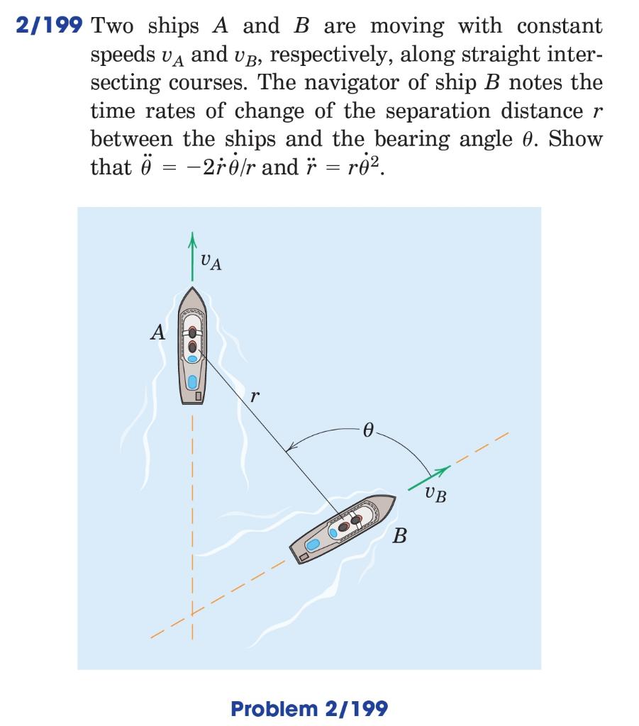 Solved /199 Two Ships A And B Are Moving With Constant | Chegg.com