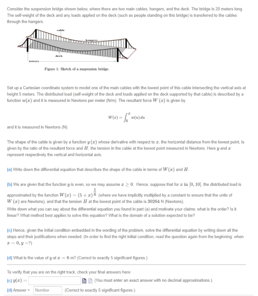Solved Consider the suspension bridge shown below, where | Chegg.com
