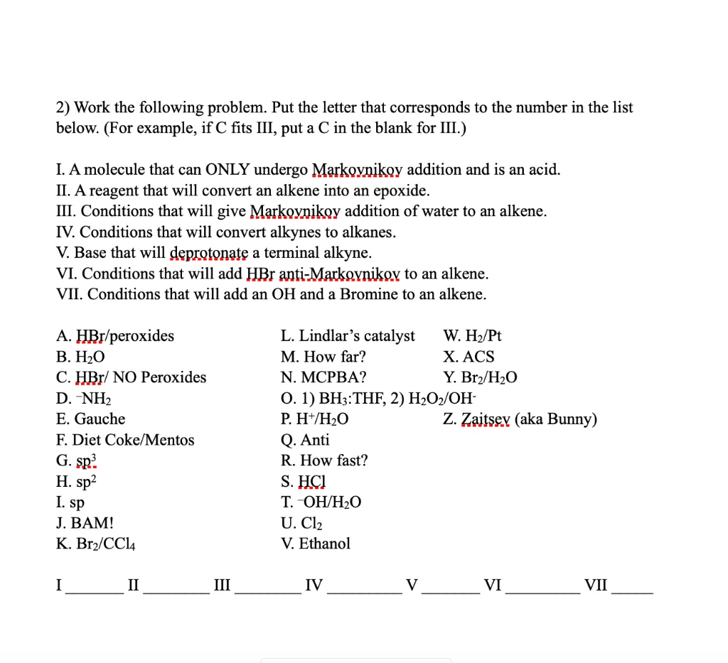 Solved 2 Work The Following Problem Put The Letter That Chegg Com