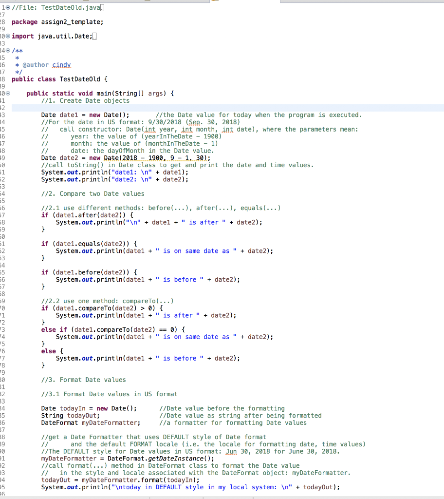 Solved Instructions are in commented code Java language | Chegg.com