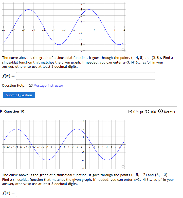 Solved The curve above is the graph of a sinusoidal | Chegg.com