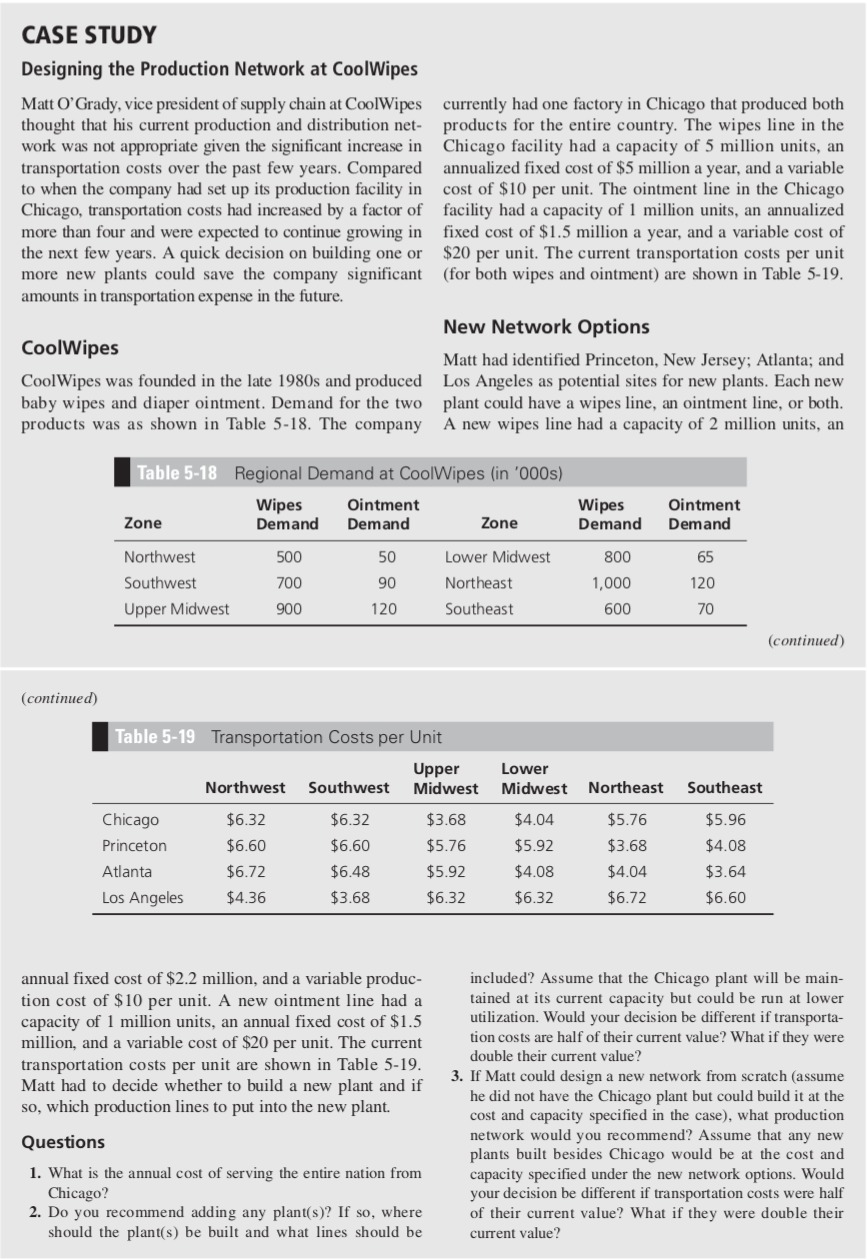 Case study designing the production network at coolwipes picture