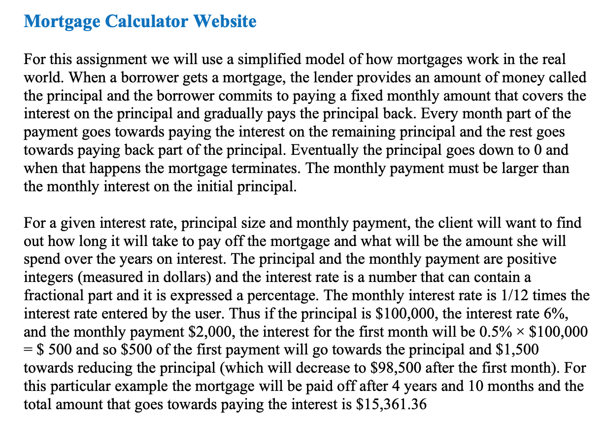 mortgage maths assignment