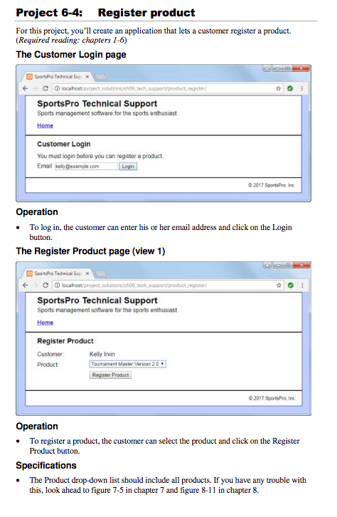 Register Product Sample Project 6-4: Register product For this project, | Chegg.com