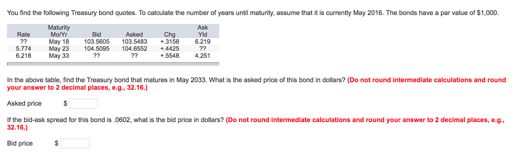 Solved You find the following Treasury bond quotes. To | Chegg.com