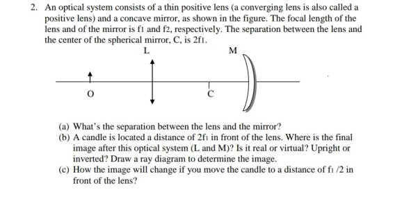 Solved 2. An optical system consists of a thin positive lens | Chegg.com