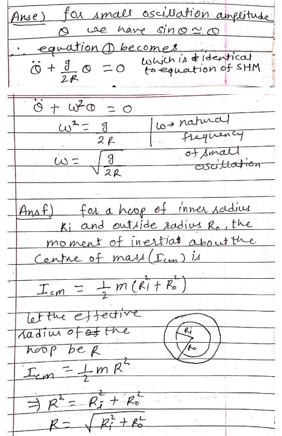 Part Athin' Uniform Hoop, Radius R, Is Supported On A | Chegg.com