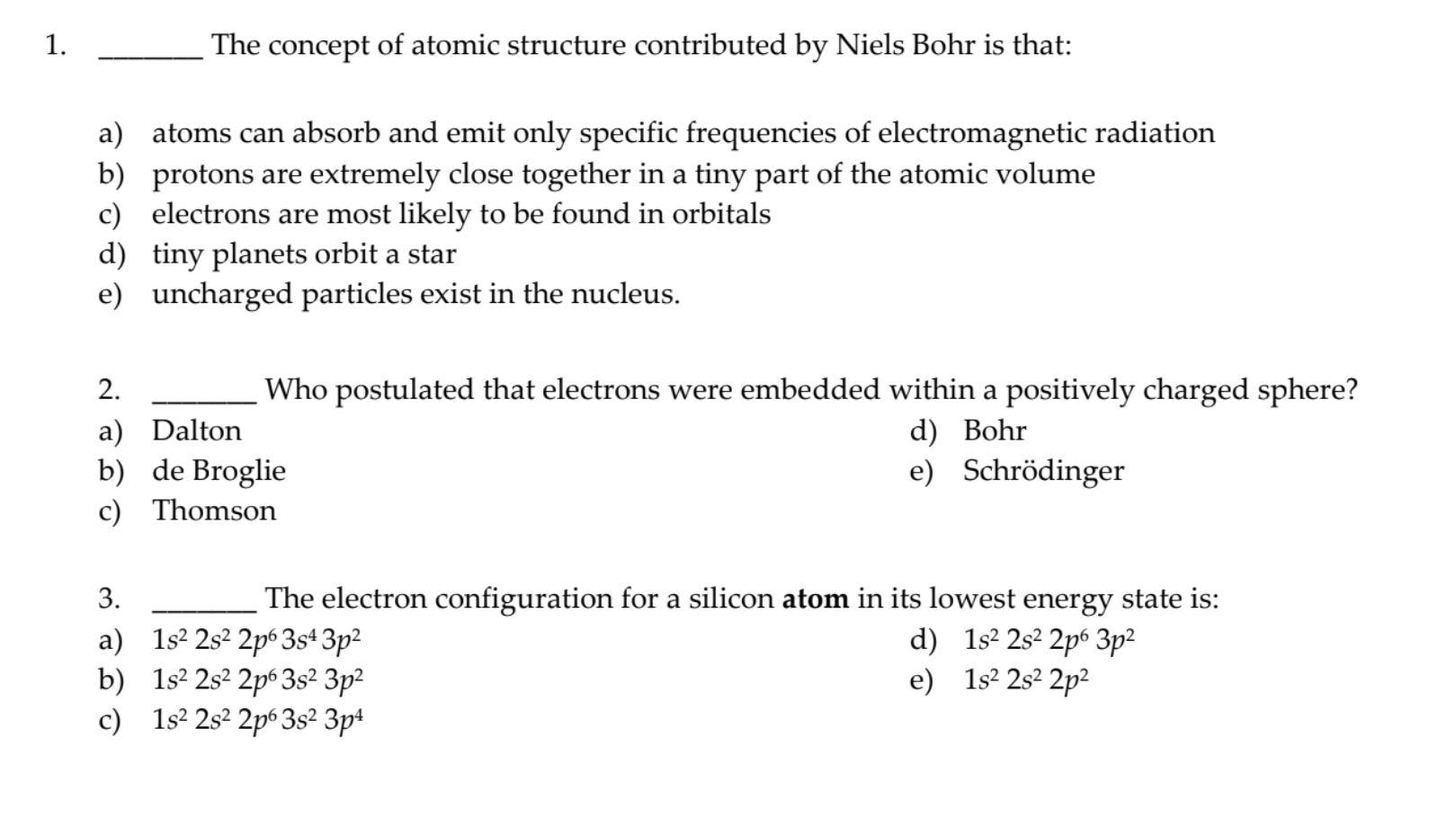 Solved 1. The concept of atomic structure contributed by | Chegg.com