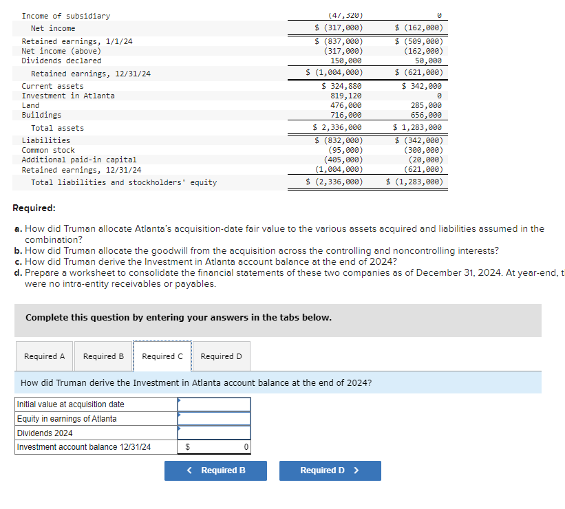 Solved On July 1, 2024, Truman Company acquired a 70 percent