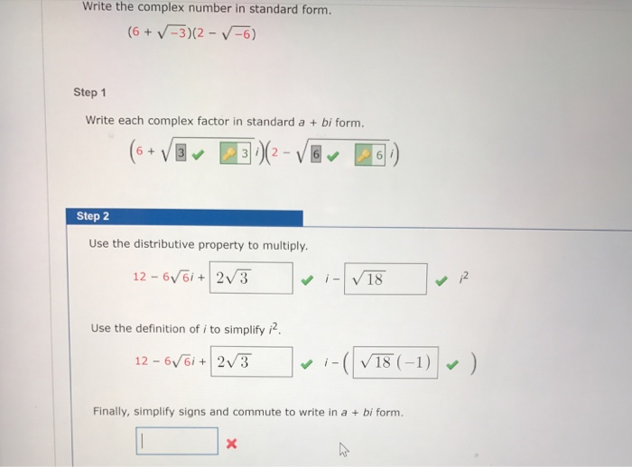 how to write the complex number in standard form a bi