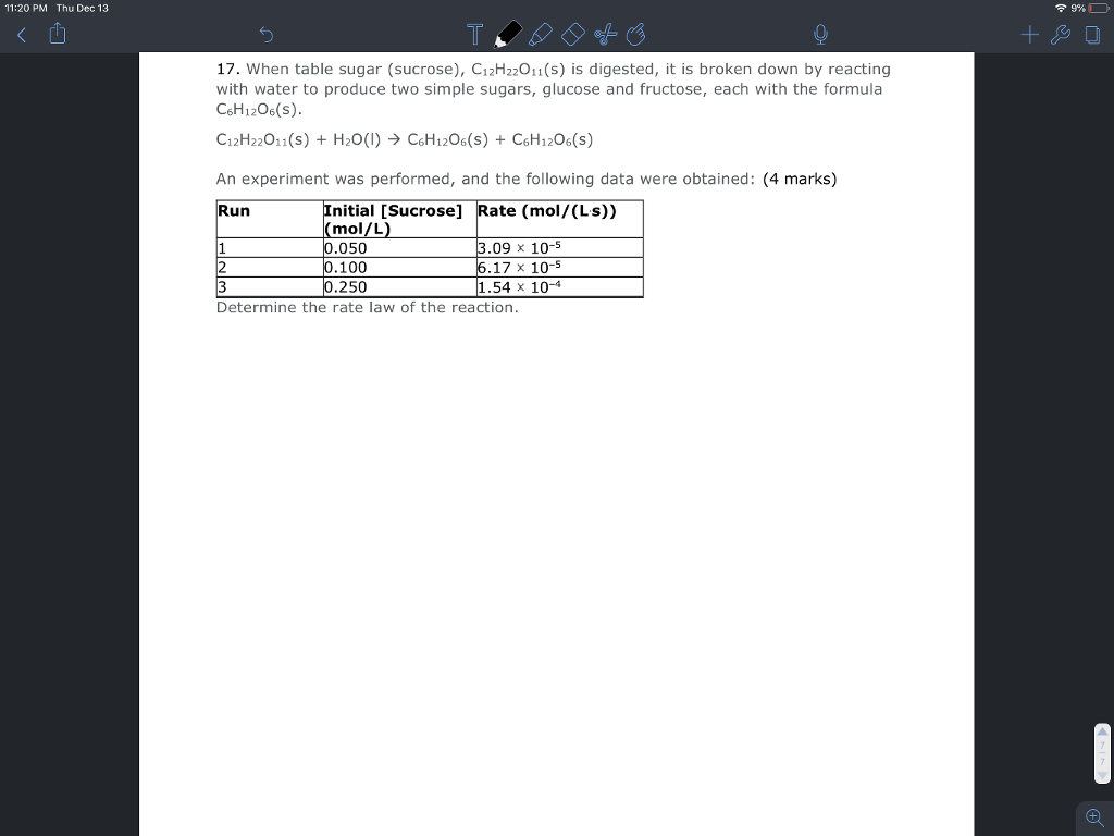 Solved 11:20 PM Thu Dec 13 令9% 17. When table sugar | Chegg.com