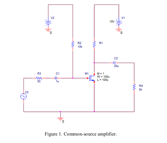 1. Design the common source amplifier shown in Figure | Chegg.com
