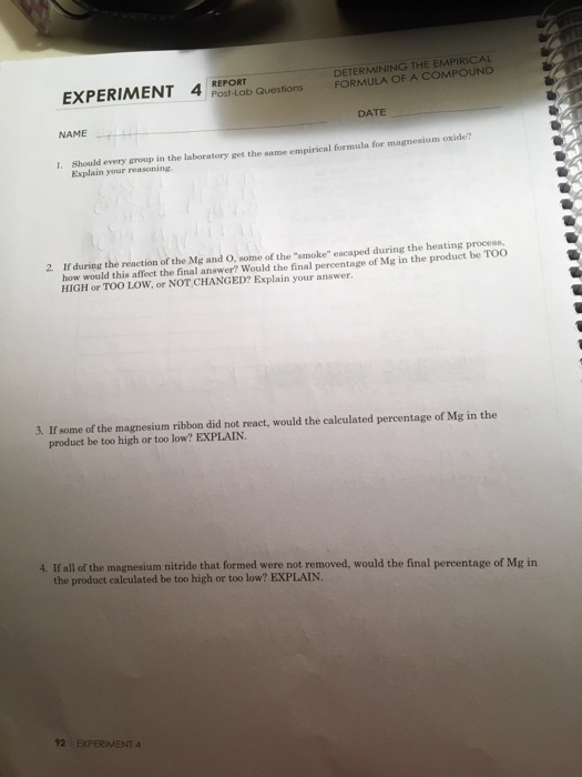 determining-the-empirical-formula-of-a-compound-chegg