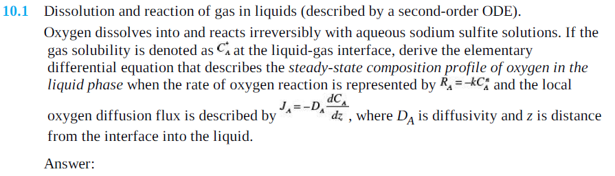 10.1 Dissolution and reaction of gas in liquids | Chegg.com