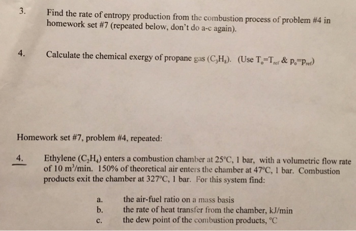 Solved 3. Find the rate of entropy production from the | Chegg.com