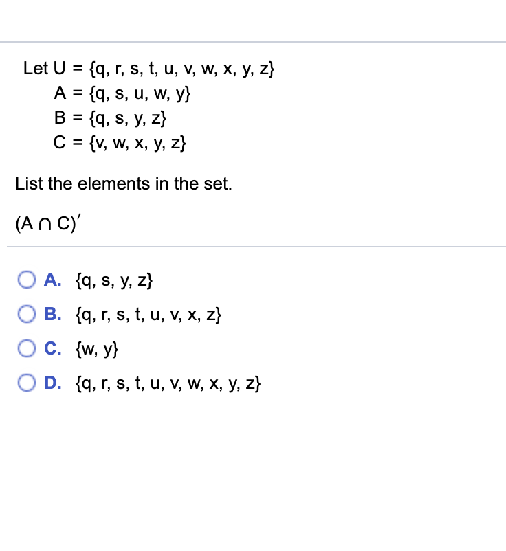 Solved Let U Q R S T U V W X Y Z A Q S Chegg Com