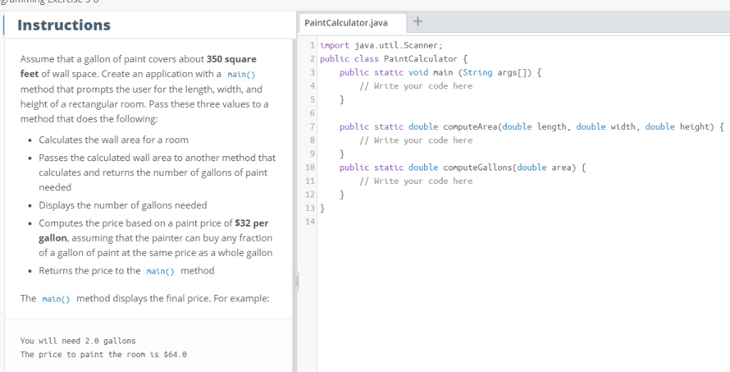 Solved Instructions PaintCalculator java 1 tnport | Chegg.com
