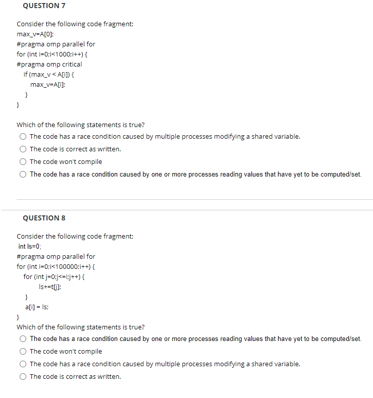 Solved QUESTION 7 Consider the following code fragment: | Chegg.com