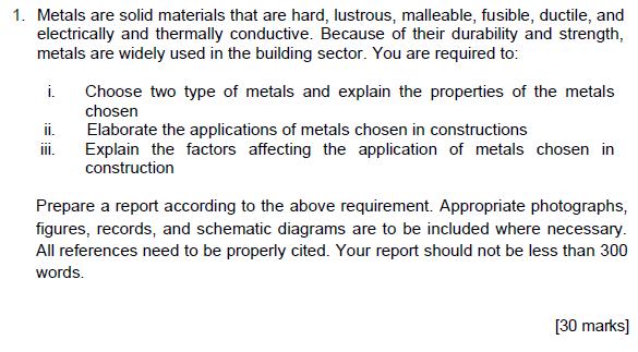 Solved 1. Metals are solid materials that are hard, | Chegg.com
