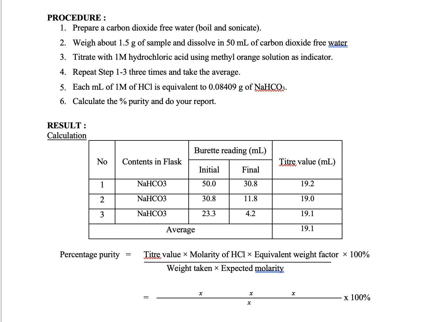 Solved PROCEDURE : 1. Prepare a carbon dioxide free water | Chegg.com