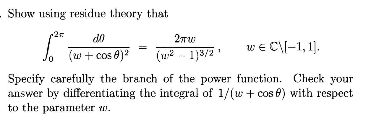 Solved Show using residue theory that | Chegg.com