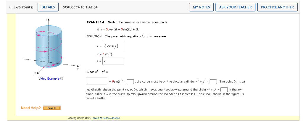 Solved EXAMPLE 4 Sketch the curve whose vector equation is | Chegg.com