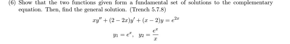 Solved (6) Show that the two functions given form a | Chegg.com