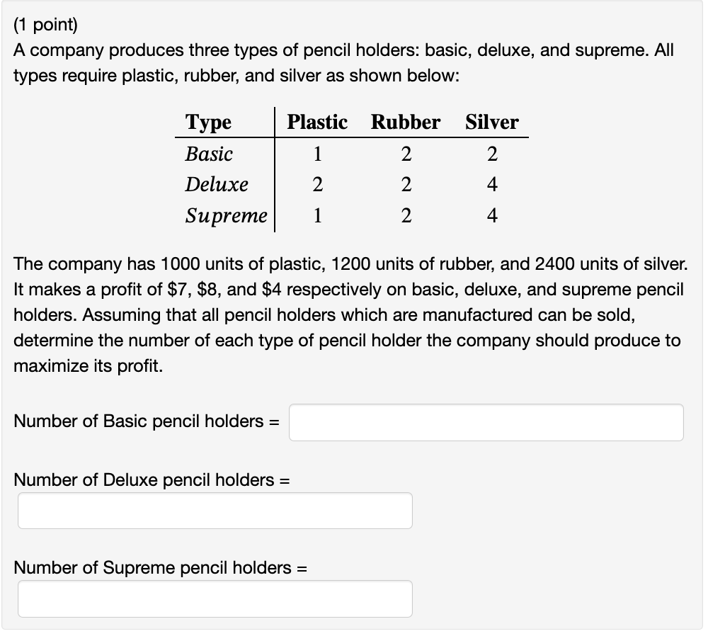 a-company-produces-three-types-of-pencil-holders-chegg