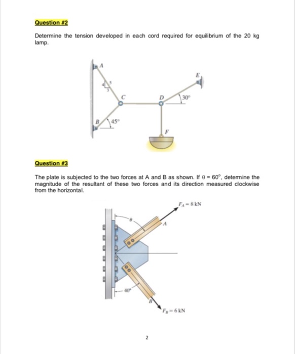 Solved Determine the tension developed in each cord required | Chegg.com