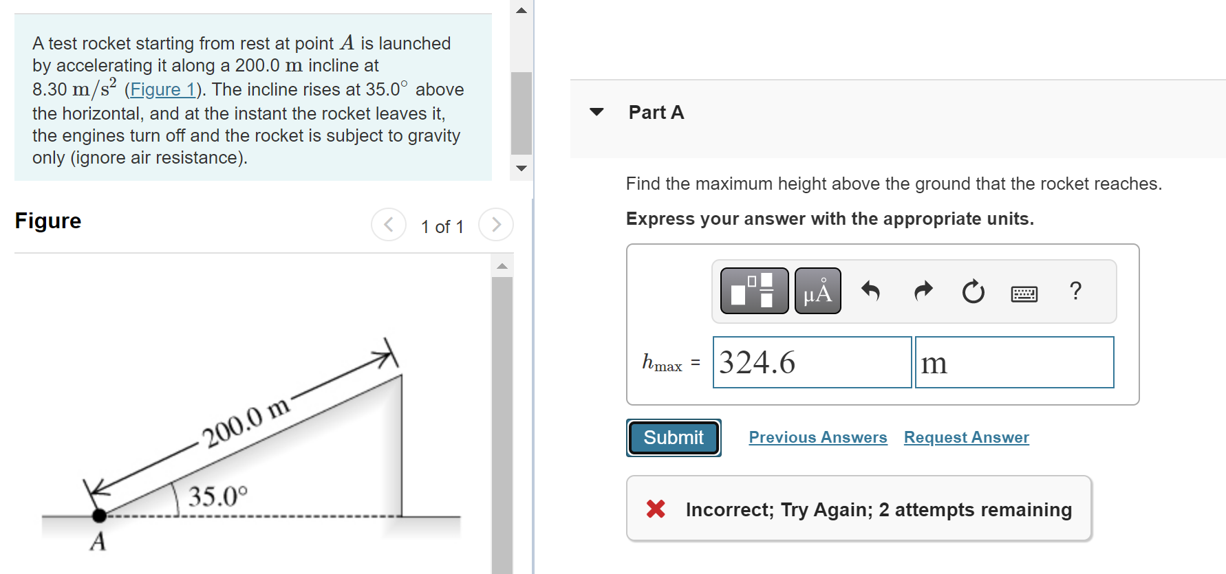 Solved A Test Rocket Starting From Rest At Point A Is | Chegg.com