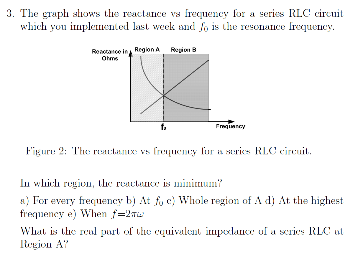 Solved 3. The graph shows the reactance vs frequency for a | Chegg.com
