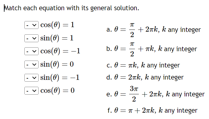 Solved Match Each Equation With Its General Solution. Dont | Chegg.com