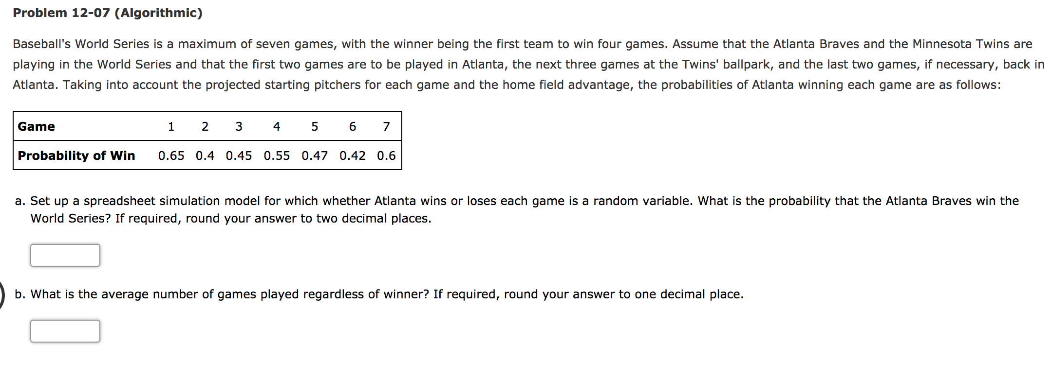 Probability of winning a best-of-7 series