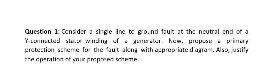 Solved Question 1: Consider a single line to ground fault at | Chegg.com