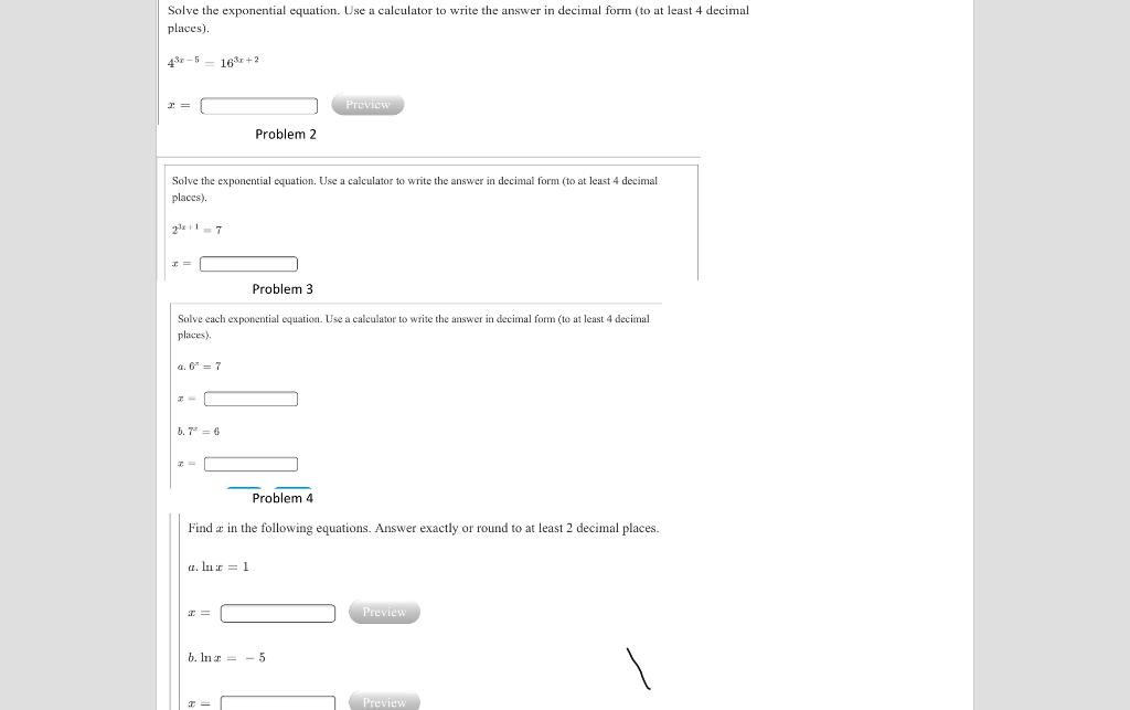 Solved Solve the exponential equation. Use a calculator to | Chegg.com