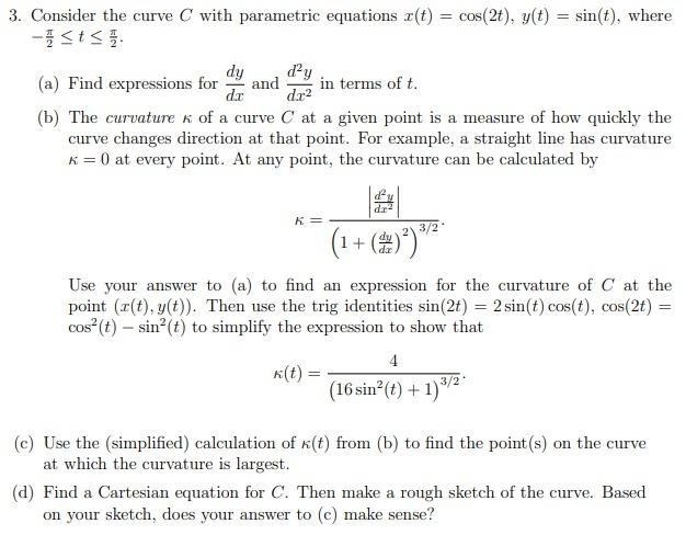 Solved 3. Consider the curve C with parametric equations | Chegg.com