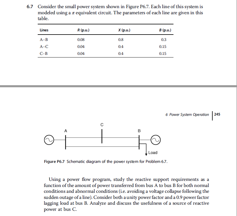 6.7 Consider the small power system shown in Figure | Chegg.com