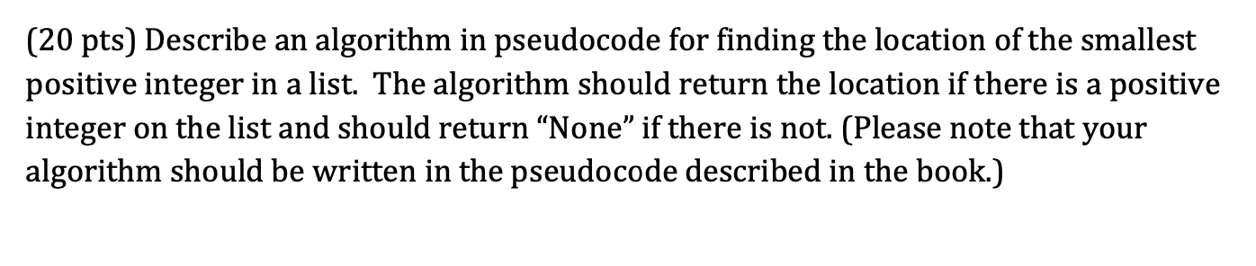 Solved (20 pts) Describe an algorithm in pseudocode for | Chegg.com