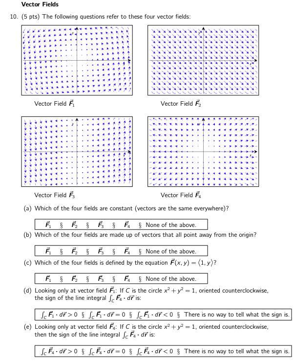 Solved Vector Fields 10. (5 pts) The following questions | Chegg.com