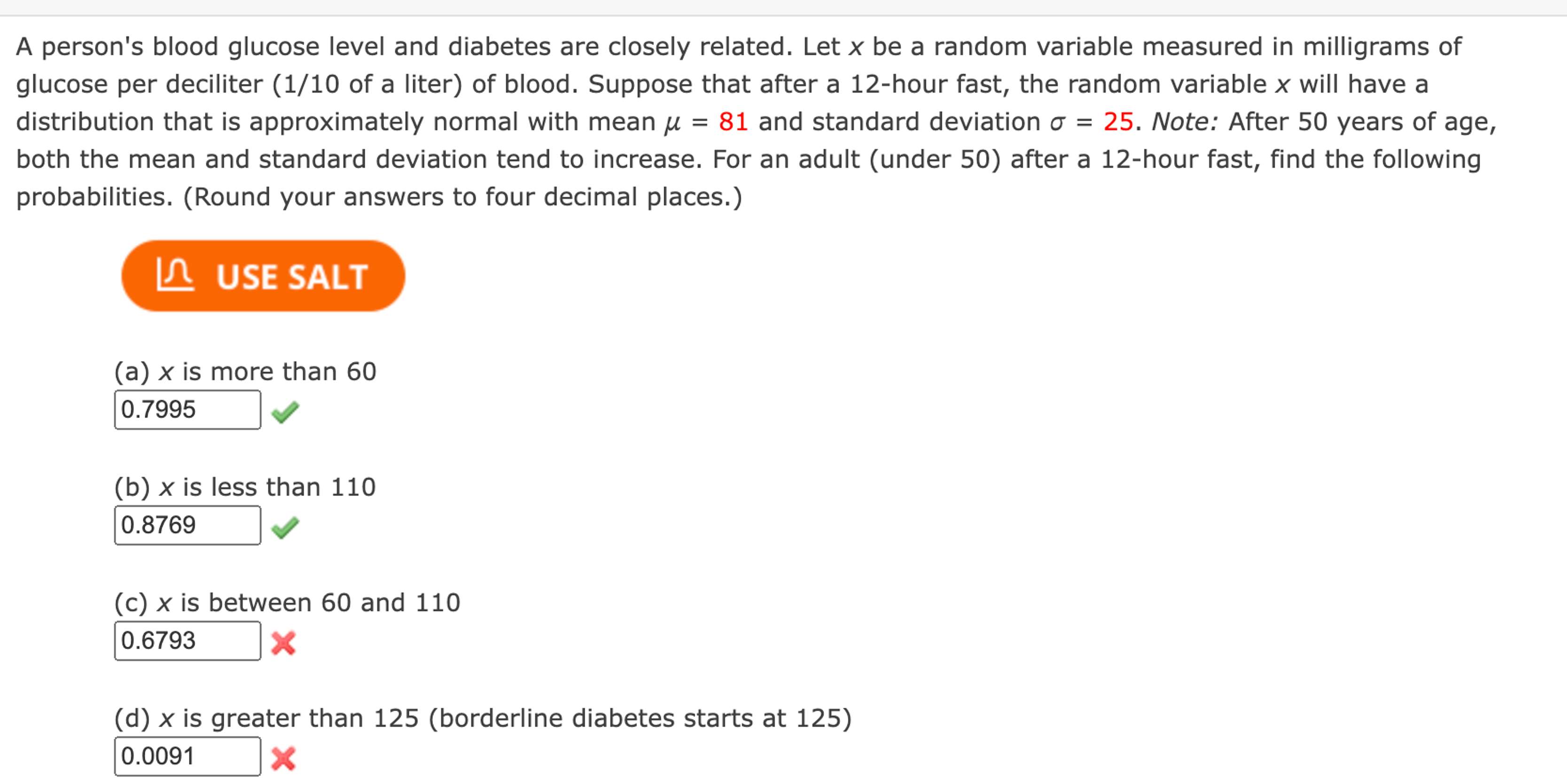 Solved A person's blood glucose level and diabetes are | Chegg.com