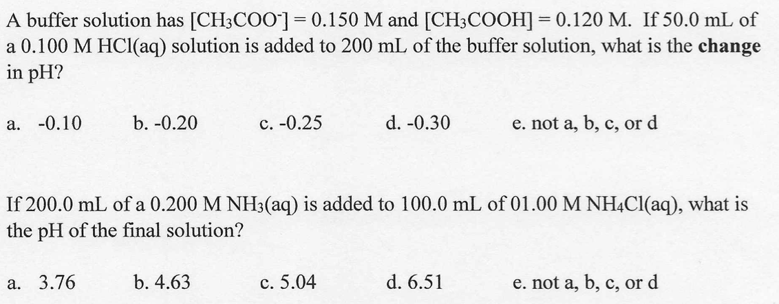 Solved | A buffer solution has [CH3COO-] = 0.150 M and | Chegg.com