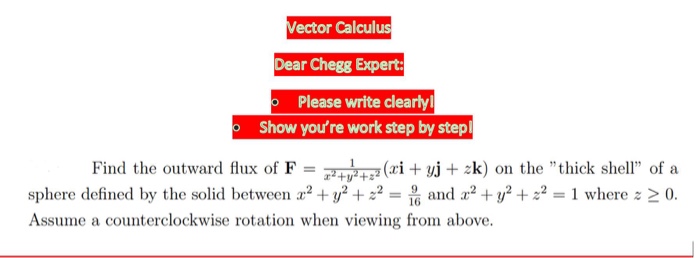 Solved Ector Calculus Dear Chegg Expert O Please Write Chegg